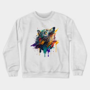 Wolf Splash Art: Colorful Fantasy Painting #3 Crewneck Sweatshirt